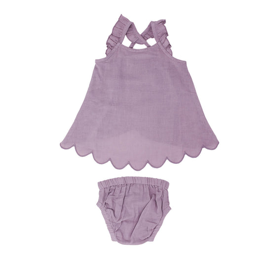 Organic Muslin Tunic Top & Bloomer Bottom Set in Amethyst