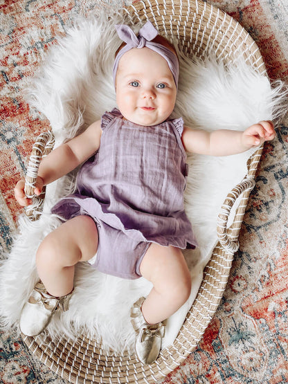 Organic Muslin Tunic Top & Bloomer Bottom Set in Amethyst