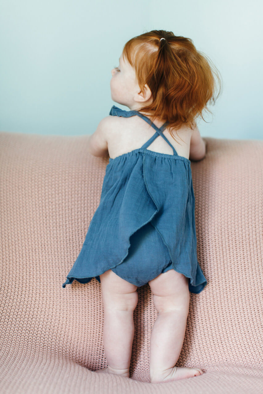 Organic Muslin Tunic Top & Bloomer Bottom Set in Pacific