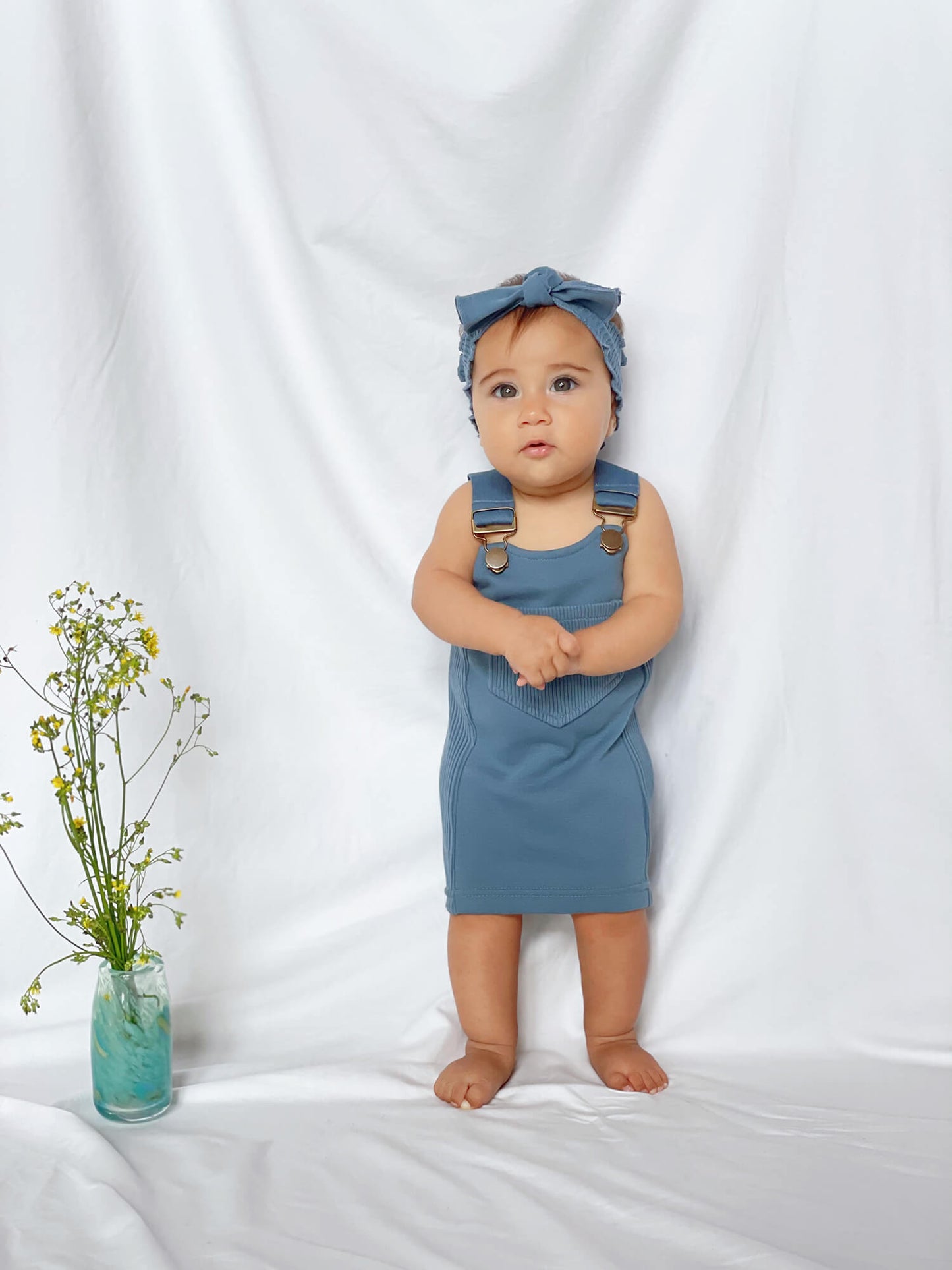 Ribbed Tank Dress in Sky