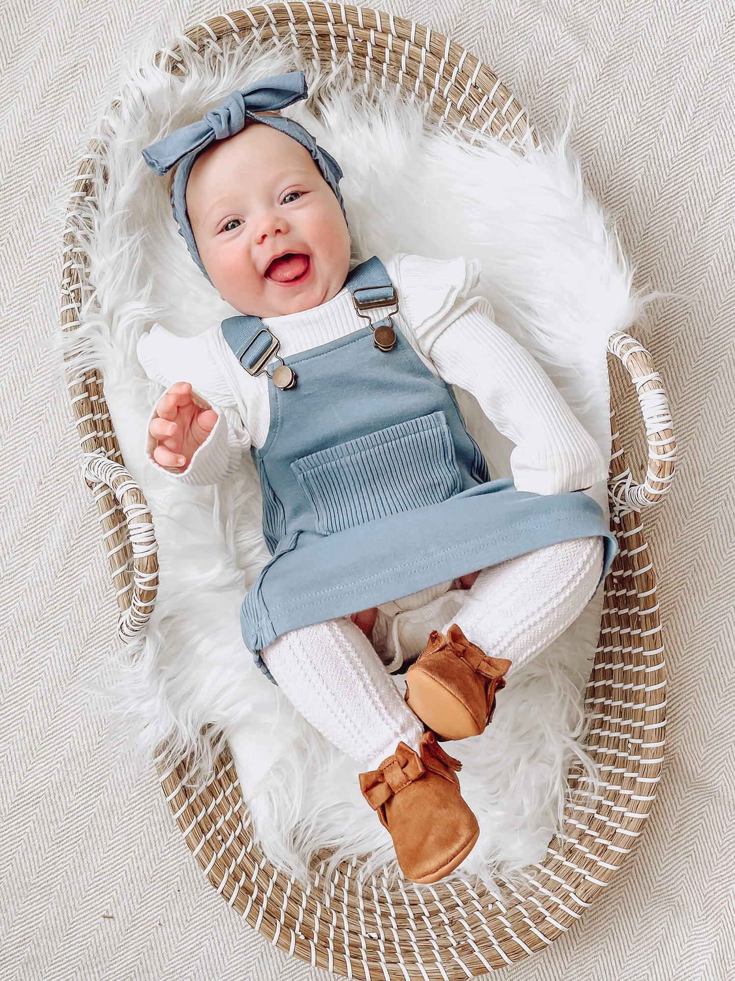 Ribbed Tank Dress in Sky